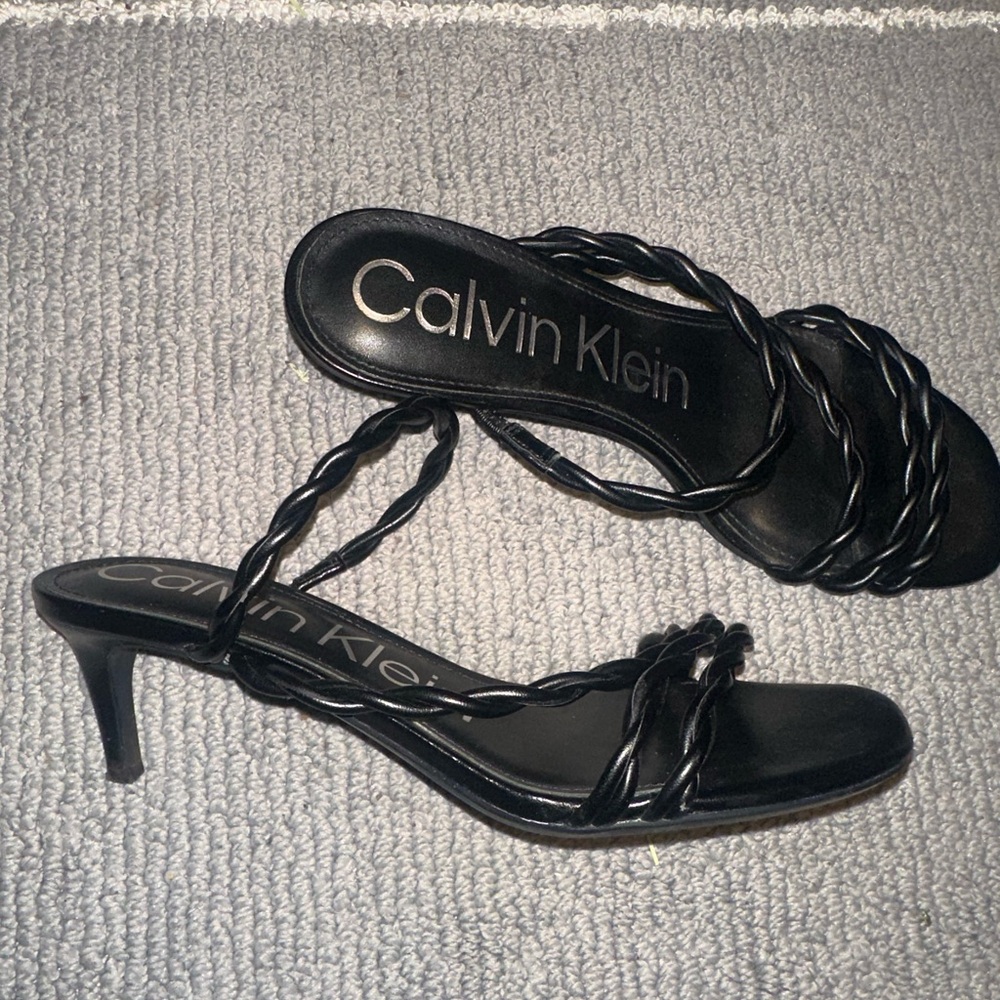 Calvin Klein Ileyia Patent Leather Sandal Heel